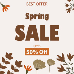 Spring Sale Background Poster Natural Flowers Template. Vector Illustration EPS10.
