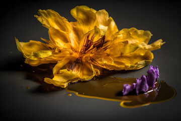 Homemade and tasty fried lilac flower in sunflower oil photography made with Generative AI