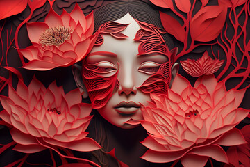 Woman in Paper Cut Style
