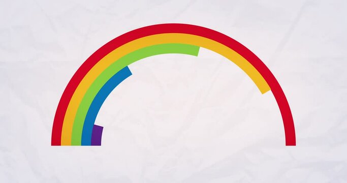 Animation of rainbow moving on white background with copy space