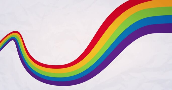 Animation of rainbow colours moving on white background with copy space
