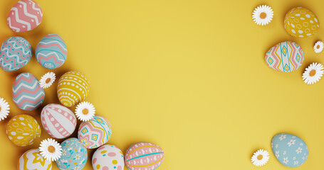 3D rendering Easter eggs background