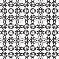 Seamless Black Islamic Geometric Pattern on White Background Vector Illustration