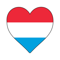 Luxembourg Heart Shape Flag. Love Luxembourg. Visit Luxembourg. Western Europe. Europe. European Union. Vector Illustration Graphic Design.