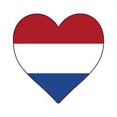 Netherlands Heart Shape Flag. Love Netherlands. Visit Netherlands. Western Europe. Europe. European Union. Vector Illustration Graphic Design.