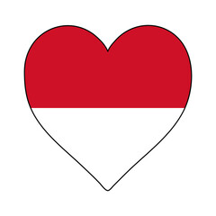 Monaco Heart Shape Flag. Love Monaco. Visit Monaco. Western Europe. Europe. European Union. Vector Illustration Graphic Design.