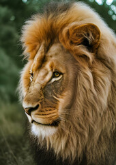 Lion king isolated , Portrait Wildlife animal , generative ai