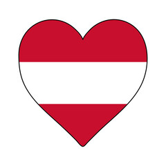 Austria Heart Shape Flag. Love Austria. Visit Austria. Western Europe. Europe. European Union. Vector Illustration Graphic Design.