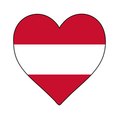 Fototapeta premium Austria Heart Shape Flag. Love Austria. Visit Austria. Western Europe. Europe. European Union. Vector Illustration Graphic Design.