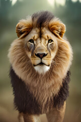 Lion king isolated , Portrait Wildlife animal , generative ai