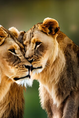 Lion family, love , Wildlife animals , generative ai