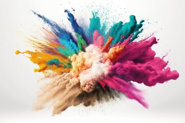 Fototapeta na wymiar colorful powder exploding on a white background. Generative AI