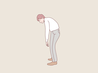 Employee business man tired looking depressed from work simple korean style illustration