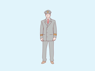 Man pilot simple korean style illustration
