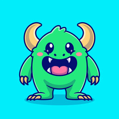 Cute Monster Kid Cartoon Vector Icon Illustration.  Monster Holiday Icon Concept Isolated Premium Vector. Flat Cartoon Style