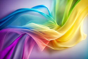 Obraz premium Rainbow Colors Chiffon Abstract Background. Created with Generative AI Technology