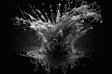 Splash of water on a black background. Generative AI