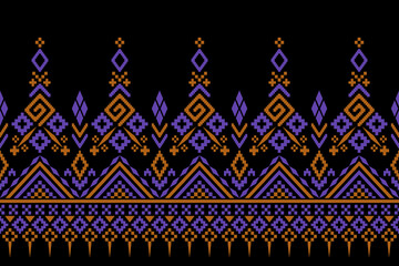 Cross stitch colorful geometric traditional ethnic pattern Ikat seamless pattern abstract design for fabric print cloth dress carpet curtains and sarong Aztec African Indian Indonesian 