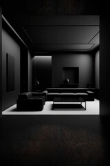 black living room with luxurious furniture, Generative AI