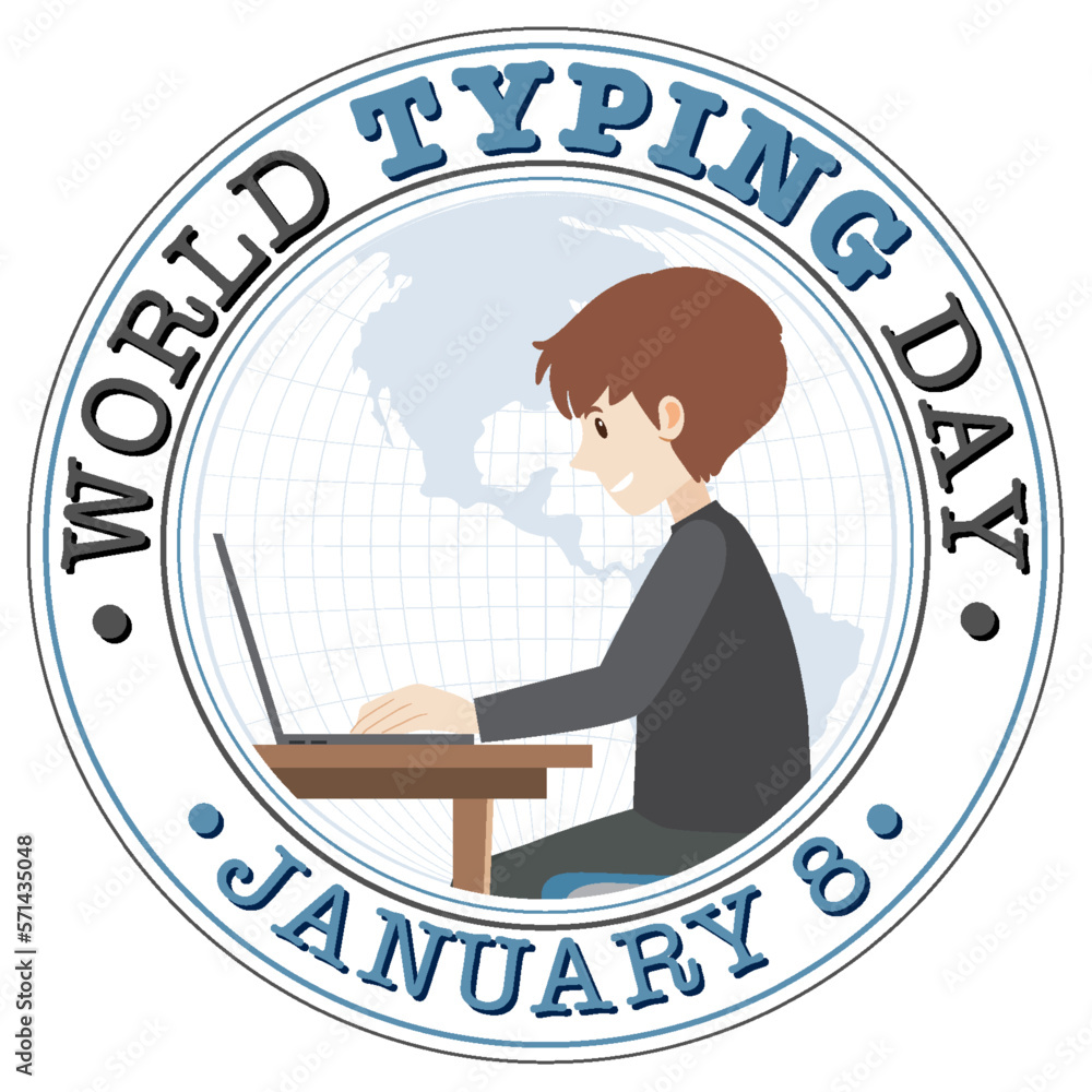 Sticker world typing day banner design