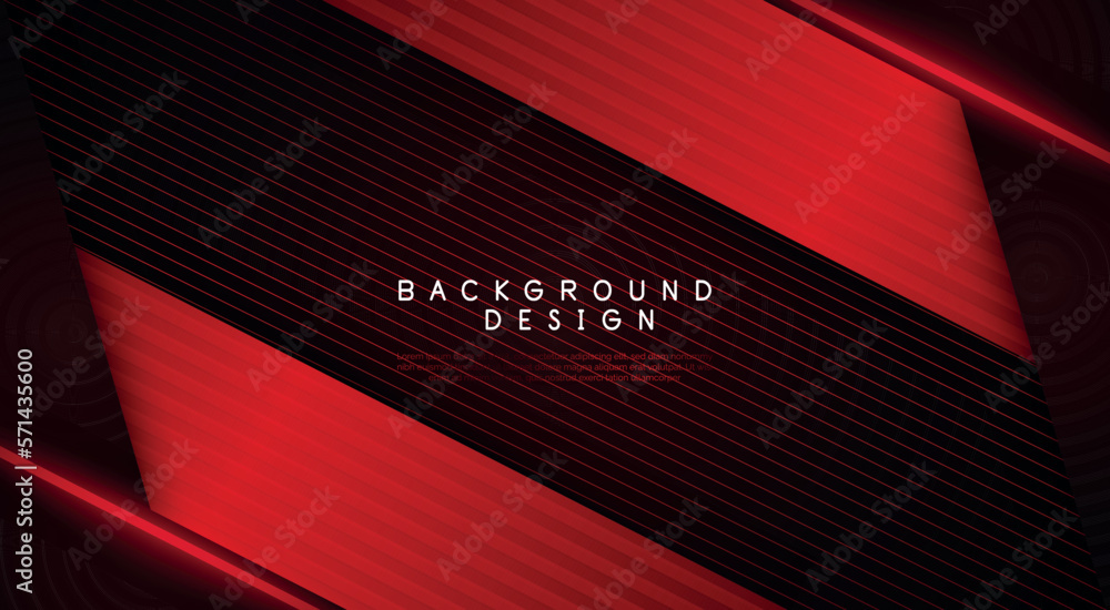 Wall mural abstract black red gaming background with modern luxury neon red light ray and triangle stripes line