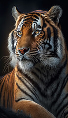 Fototapeta na wymiar Portrait of a stunning tiger. Generative AI