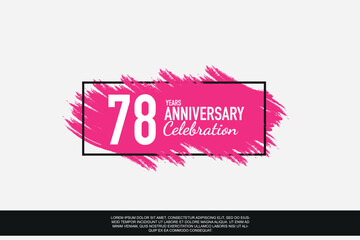 78 year anniversary celebration vector pink design  in black frame on white background abstract illustration logo 