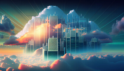 Cloud computing concept. Smart city wireless internet communication -  Generative AI