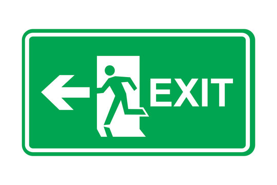 Emergency exit to left sign symbol icon green design vector illustration