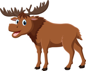 Cartoon cute moose with big horns