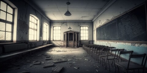 Empty class room. Generative AI