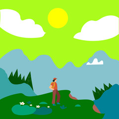 Obraz na płótnie Canvas Girl in Nature Mountain