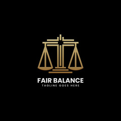 Vector Logo Illustration Fair Balance Line Art Style.