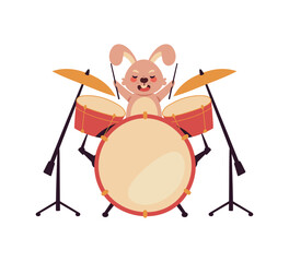 rabbit with drums instrument