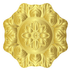 Elegant vintage vector ornament in classic style. Abstract traditional round golden pattern with...