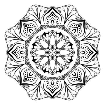 Flower Mandala. Vintage decorative elements. Oriental pattern, vector illustration. Islam, Arabic, Indian, moroccan,spain, turkish, pakistan, chinese, mystic, ottoman motifs. Coloring book page