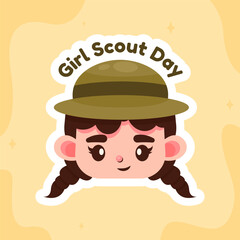 Happy Girls Scout Day Sticker Set Concept
