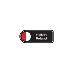 Made in Poland png black label design with flag