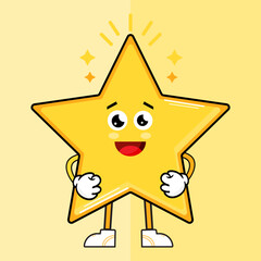 Adorable Cute Star Character Vector Illustration, This character is often used as a design for toy products, clothing, accessories, stationery, and other merchandise
