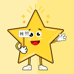 Adorable Cute Star Character Vector Illustration, This character is often used as a design for toy products, clothing, accessories, stationery, and other merchandise