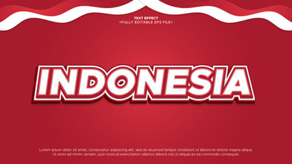 Indonesian 3D Vector Text Effect with combination color of red and white