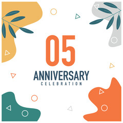 Fototapeta premium 05th anniversary celebration vector colorful design on white background abstract illustration