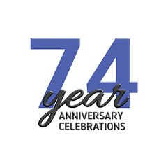 74th anniversary celebration logo design. vector festive illustration. Realistic 3d sign. Party event decoration
