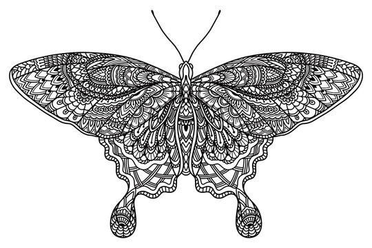 Vintage Decorative Line Mandala Butterfly