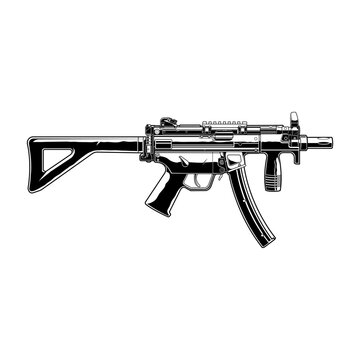 design vector gun Heckler & Koch MP5 black anda white volor