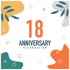 18th anniversary celebration vector colorful design  on white background abstract illustration