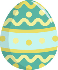 Green and Yellow Dot and Curve Line Drawing on Easter Egg PNG