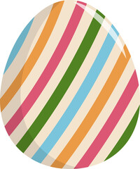 Cream and Colorful Line Drawing on Easter Egg PNG