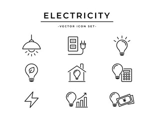 シンプルな電気関連のアイコンセット