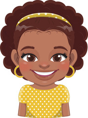 Cute African American Girl Cartoon Character PNG